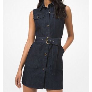 Belted denim dress